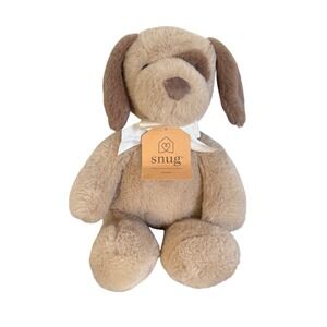 Snug Plush Dog Stuffed Animal Puppy Dog Brown White Ribbon New With Tag
